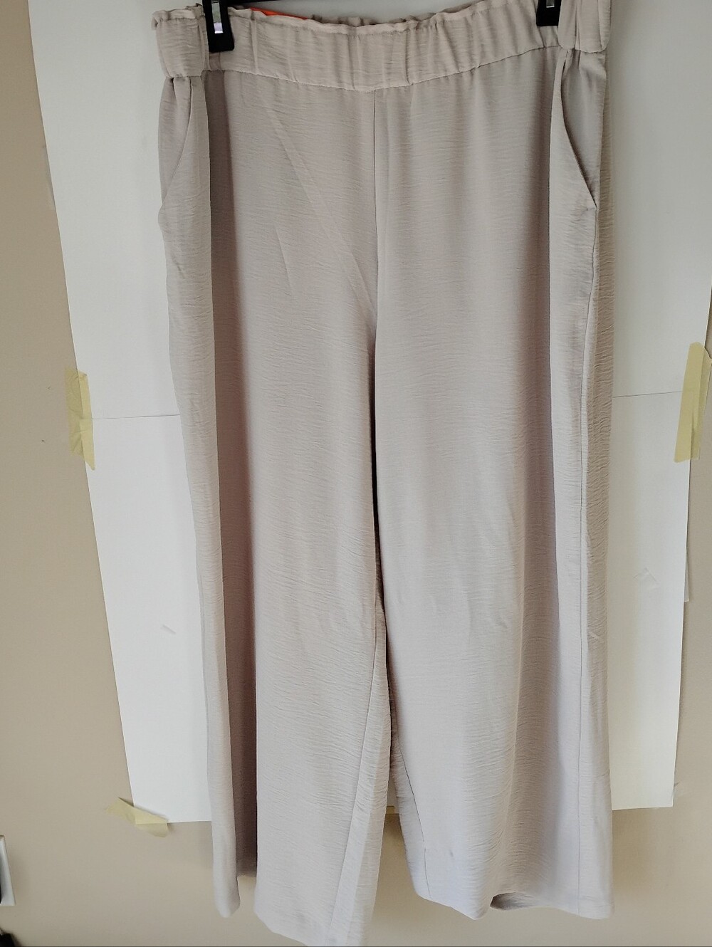 Hilary Radley Oatmeal Color Wide-Leg Pull-On Pants Size XXL